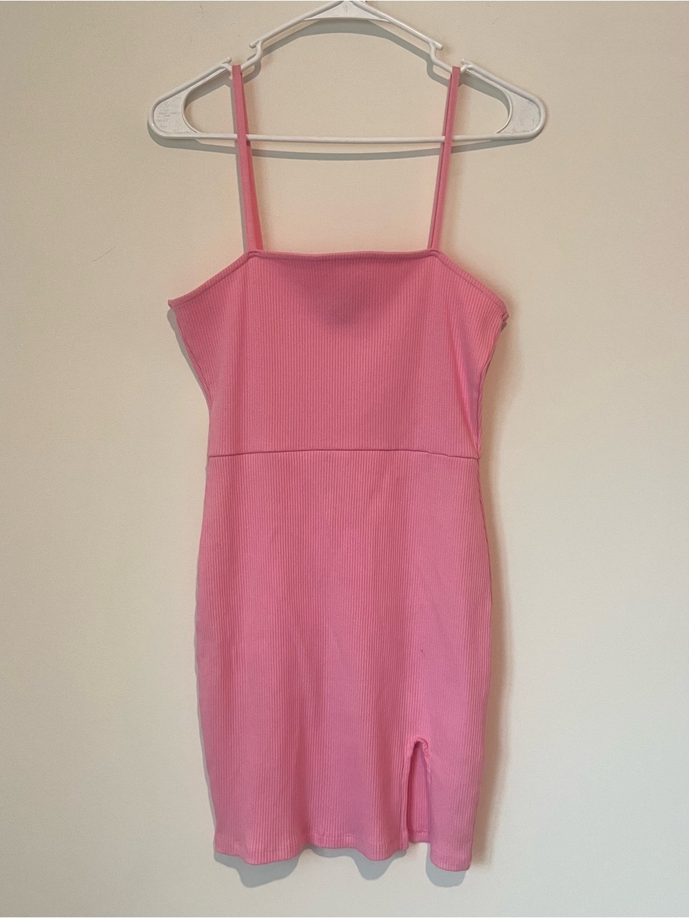 ASOS Petite Pink Ribbed Spaghetti-Strap Mini Dress
